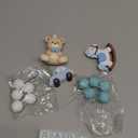 JeVenis Blue Bear Cake Decoration With Gold Balls Topper for Baby Shower and Birthday