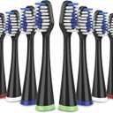 Replacement Toothbrush Heads for Waterpik Complete Care 5.0/9.0 (CC-01/WP-862), STRB-8WB, (8-Pack, Black)