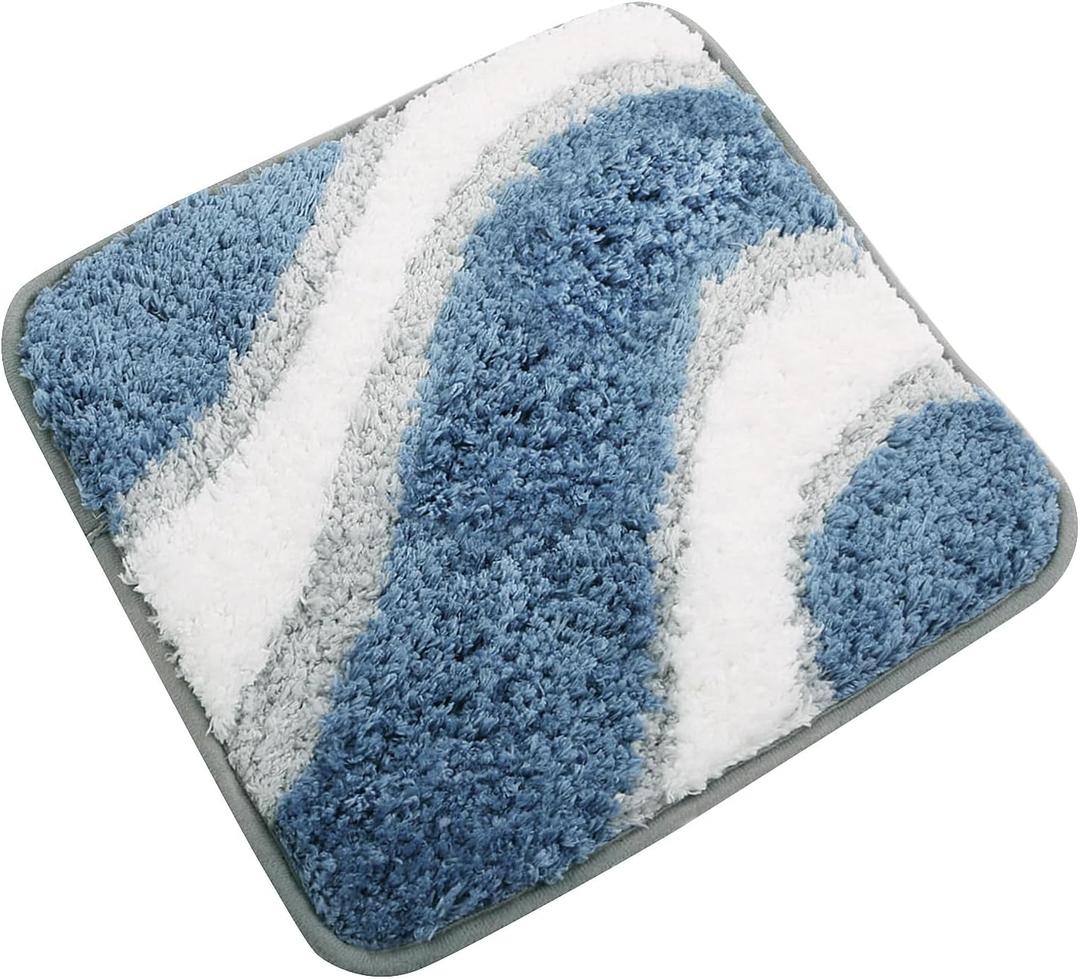 KAMA BRIDAL 12x12 Microfiber Bath Mat Non-Slip Bathroom Floor Rugs Fast Water Absorbent Shower Mat Ultra Soft Bath Rug Anti-Slip Backing Machine Wash (Blue)