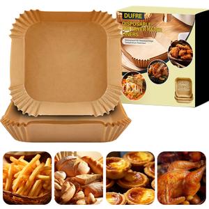 200PCS Air Fryer Paper Liners, 9.5 Inch Unbleached Parchment Paper,Non-stick Oil-Proof,Water-Proof, Disposable Air Fryer Liners,For Air fryer Basket 5-10QT,Baking, Microwave,Roasting