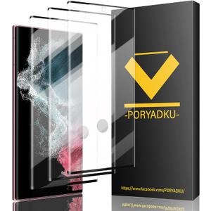 3 Pack Tempered Glass For Samsung Galaxy S22 Ultra Screen Protector[3 Pcs], 9H hardness Scratch resistant, Fingerprint Compatible with S22 Ultra 5G Glass Screen Protector