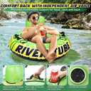 53" Heavy Duty River Tube for Floating with Canvas Cover, Tubing Floats for Lake Pool, Inflatable Water Tube for Floating with Cup Holders Handles Headrest, River Raft Carry 300lb of Adults
