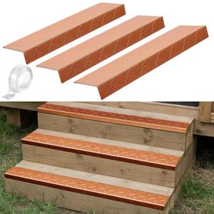 36 x 3 Inch Long Aluminum Edge Protector, 3 Pack 1'' x 3'' x 12'' Each Pre Cut Stair Nosing Trim for Stairs, Narrow Window Sill, Kitchen Counter with Nano Grip Tape, Easy Peel & Stick(Textured,Copper)