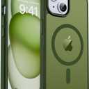 Magnetic for iPhone 15 Case & iPhone 14 Case, [Compatible with MagSafe] [Military Grade Drop Protection] Translucent Matte Shockproof Anti-Scratch Phone Cover, Cangling Green