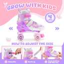 NEMONE Mermaid 4 Size Adjustable Light up Roller Skates for Girls, Purple Blue Skates for Toddlers, Beginner Kids Butterfly Roller Skates Indoor Outdoor