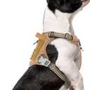 BUMBIN Dog Harness, Tactical XS, Brown, No Pull, Adjustable, Reflective, Soft Cotton, for Small Dogs Training, Fit Smart (S(Neck:10-12", Chest:12-21"))
