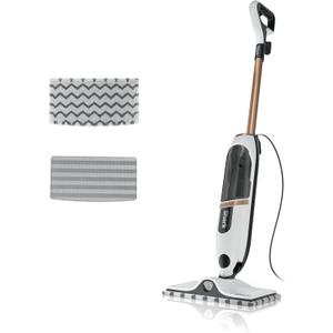 Shark SteamSpot Steam Mop with Steam Blaster Technology, White, S2001 | 3 Steam Modes, 2 Washable Dirt Grip Pads, XL Removable Tank, Lightweight, Targeted Steam, Steam Sanitization on Hard Floors