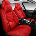 Full Coverage Faux Leather Car Seat Covers with Memory-Foam Neck Pillows Universal Fit for Cars,Trucks,SUVs with Waterproof Leatherette in Automotive Seat Cover Accessories (Front Pair, Red)