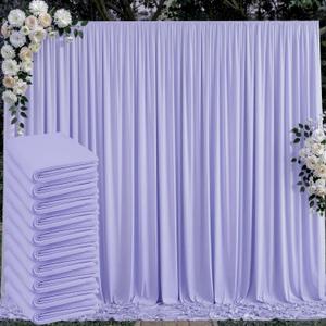 50 ft x 10 ft Wrinkle Free Lavender Backdrop Curtain for Parties, Polyester Light Purple Photo Backdrop Drapes 10 Panels 5x10ft for Baby Shower Photoshoot Wedding Birthday Party Photography Curtains