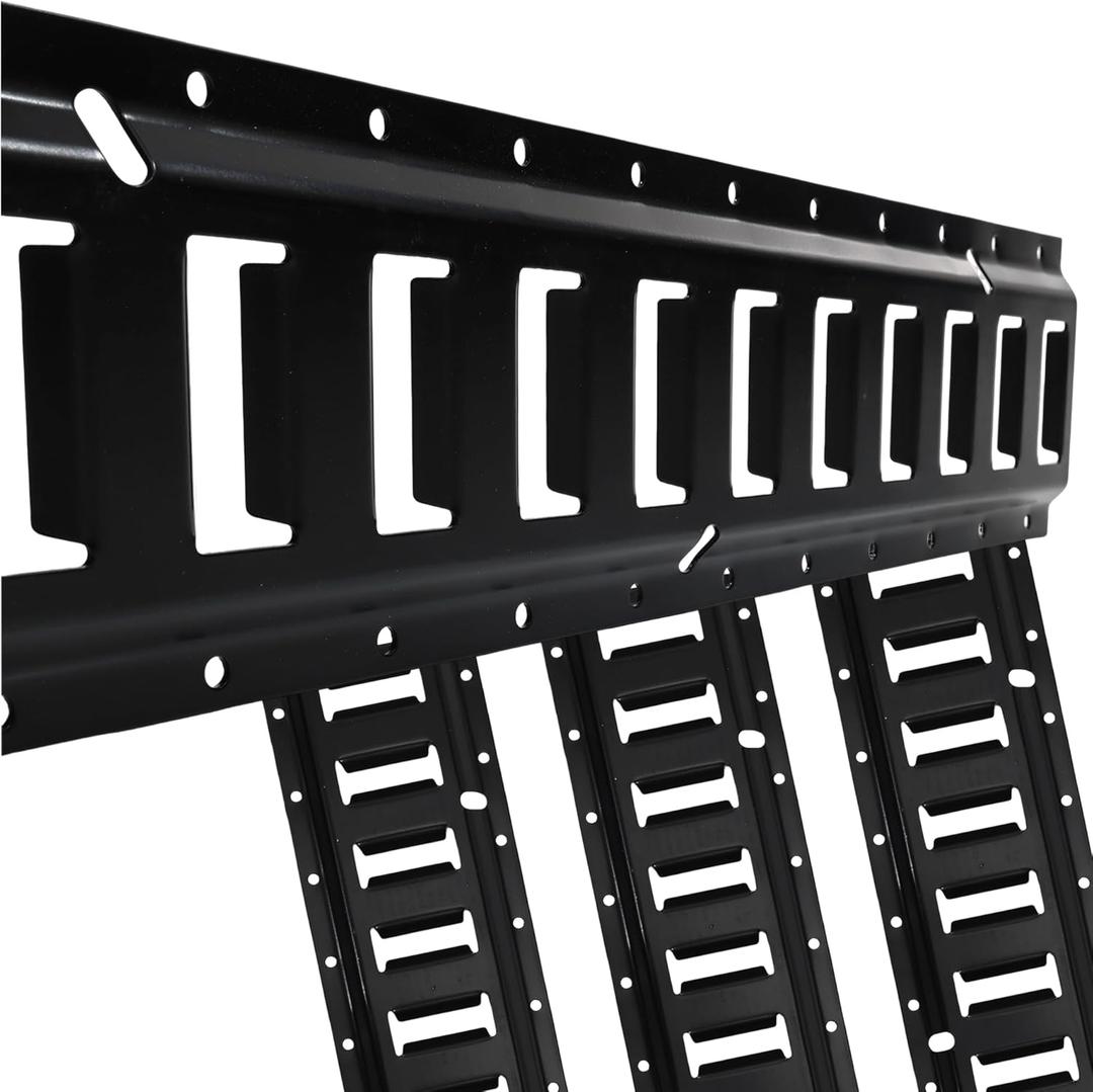 E Track Tie Down Rail Kit - 4' (4 Pack) - 6,000lbs Break Strength - Black - Heavy Duty E Track Rail for Securing Cargo, Motorcycles, Bikes, Trailers