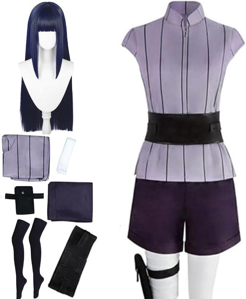 Women Costume Outfit Dress Purple Uniform For Halloween Full Set (Large, Black)