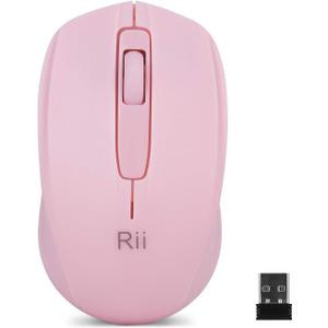 Rii Wireless Mouse,2.4G Portable Computer Mice for PC, Laptop, Windows,Office Included Wireless USB Dongle (Pink)