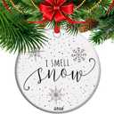 I Smell Snow Christmas Ornament 2025 Funny Ceramic Gift Winter Humor Decor Holiday Keepsake Festive Tree Ornament (C11)