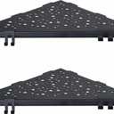 WELLUP Corner Shower Shelf with 4 Hooks,10 Inch 304 Stainless Steel Recessed Bathroom Shelves,No-Drilling Installation for Tiled Wall,Matte Black, 2-Pack