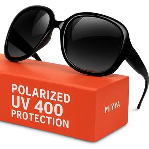 miyya Bug Eye Oversized Polarized Sunglasses Womens, Trendy Retro Sun Glasses for Women 2025, Oversized UV Protection Shades (Black/Black)