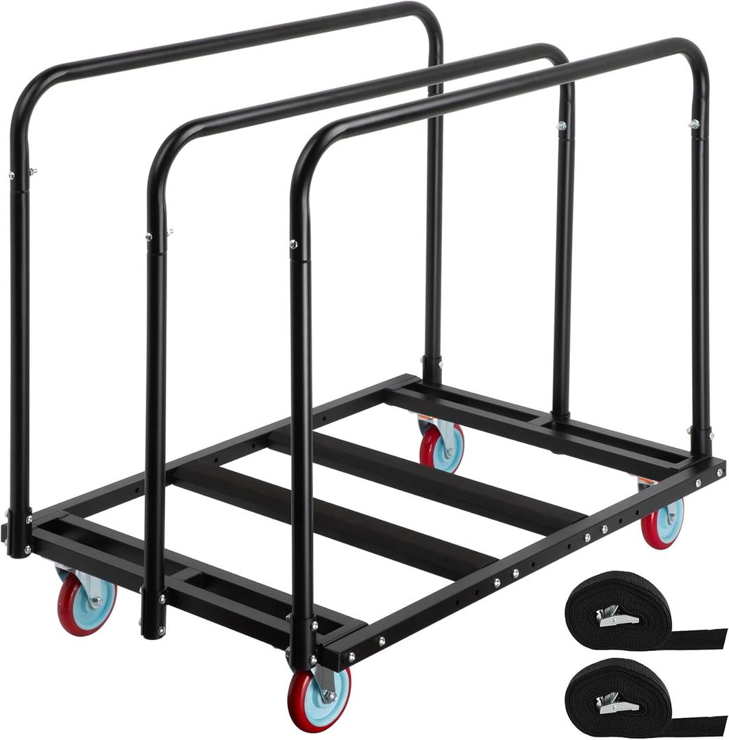 Updated Folding Table Cart, 5" Swivel Wheels Heavy Duty Table Dolly, Drywall Dolly Cart w/ 2000 LBS & 10 Table Capacity for Party Events, Factory, Hotel, Warehouse