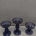 Glass Candle Holders, 3 Pieces Crystal Clear Candlesticks with Elegant Design for Pillar Taper Candle and Tea Light, Home Table Living Room Wedding Party Decorations Home Dcor - Smoky Blue