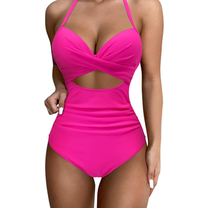 SUUKSESS Women Wrap Cut Out One Piece Swimsuit High Waisted Monokini Bathing Suit M