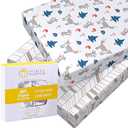 Mini Crib Sheet with Fox & Chevron Pattern - 100% Organic Cotton Pack n Play Fitted Sheet - Premium Pack n Play Sheets - Compatible as Graco Pack n Play Sheet & Mini Crib Sheets - Pickle & Pumpkin