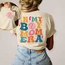 Mom Shirt for Women Boy Mama Graphic Short Sleeve Mom Life Casual Tee Tops (S)