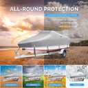 Boat Covers 17-19ft, Heavy Duty 1200D Oxford Waterproof Trailerable Boat Cover, UV Resistant Bass Boat Covers with Motor Cover, Fits V-Hull Tri-Hull Fish&Ski Boat, Runabout