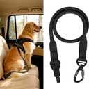 PetBonus Dog Seat Belt for Car, Durable Rope Dog Car Harness Seatbelt for Vehicle, Pet Tether Safety Restraint with Heavy Duty Buckle Hook Latch Lockable Clip for Small Medium Large Breeds (Black)