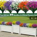 Lnoicy 20pcs Artificial Fake Flowers,Plastic Flowers for Outdoor Decoration, UV Resistant Faux Flowers Shrubs, Artificial Plants for Indoor Outside Garden Home Wedding Farmhouse5 Color