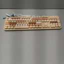 Wired Keyboard, 104 Keys Full-Sized Typewriter Keyboards, USB Plug and Play Office Keyboard with Number Pad, Caps Indicators, Foldable Stands for Windows, PC, Laptop, Desktop (Milk-Tea)