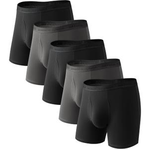 Natural Feelings Men's Underwear Viscose from Bamboo Boxer Briefs Underwear Pack for Men (Medium, 5: Black Grey)