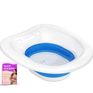 Msiori Sitz Bath for Toilet, Sitz Bath for Hemorrhoids, Postpartum Care - Yoni Steam Seat, Relief Postpartum Pain, Sits Bath Kit for Women - Collapsible, Use with Soak (Blue)