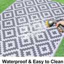 Smiry Waterproof Outdoor Rug 9x12 ft, Reversible Plastic Straw Patio Camping Rugs, Outdoor Indoor RV Mat Carpet for Patio, Outside Entry, Backyard, Deck, Bench, Picnic, Camper, White & Grey
