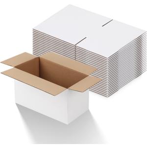 Calenzana 11x6x6 Shipping Boxes Set of 25, Corrugated Cardboard Box for Mailing Small Business Packing Gifts, White