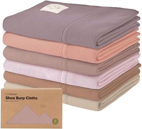 Organic Burp Cloths Baby Boy, Girl - 6-Pack Large Cotton Burping Cloths for Babies, Spit Up Rags, Super Absorbent, Ultra Soft Newborn Rag, Gender Neutral, Machine Washable, Durable (Mauve)
