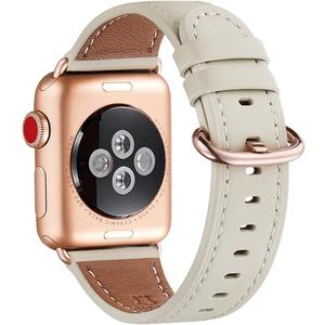 WFEAGL Compatible with Apple Watch Band 41mm 40mm 38mm 42mm(series 11 10) Women, Top Genuine Leather Band for iWatch SE 3 2 1 & Series 11 10 9 8 7 6 5 4 3 2 1 (Ivory White/Rose Gold)
