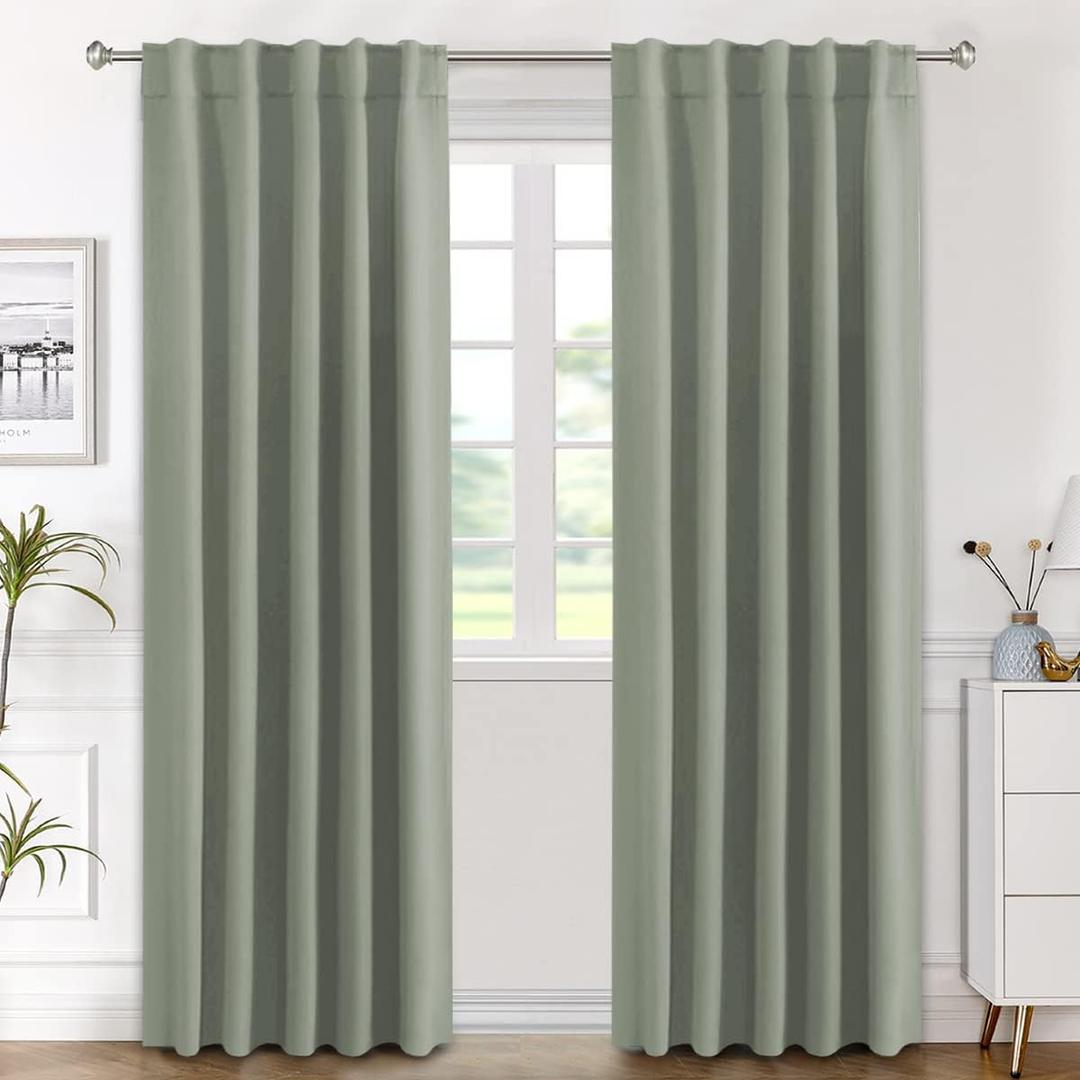 H.VERSAILTEX Blackout Curtains Thermal Insulated Window Treatment Panels Room Darkening Blackout Drapes for Living Room Back Tab/Rod Pocket Bedroom Draperies (2 Panels, Light Sage, 42 x 84 Inch) H.VERSAILTEX Blackout Curtains Thermal Insulated Window Treatment Panels Room Darkening Blackout Drapes for Living Room Back Tab/Rod Pocket Bedroom Draperies (2 Panels, Light Sage, 42 x 84 Inch)