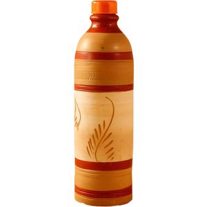 PrakRtyA: Clay Water Bottle for Drinking – Handmade Terracotta Earthen Bottle | Natural Mitti Water Bottle | EcoFriendly, BPAFree, ChemicalFree, Reusable Water Container (Style 2)