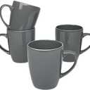 Coupe Stoneware Set of 4 Coffee Mugs, Dark Gray (13 oz)