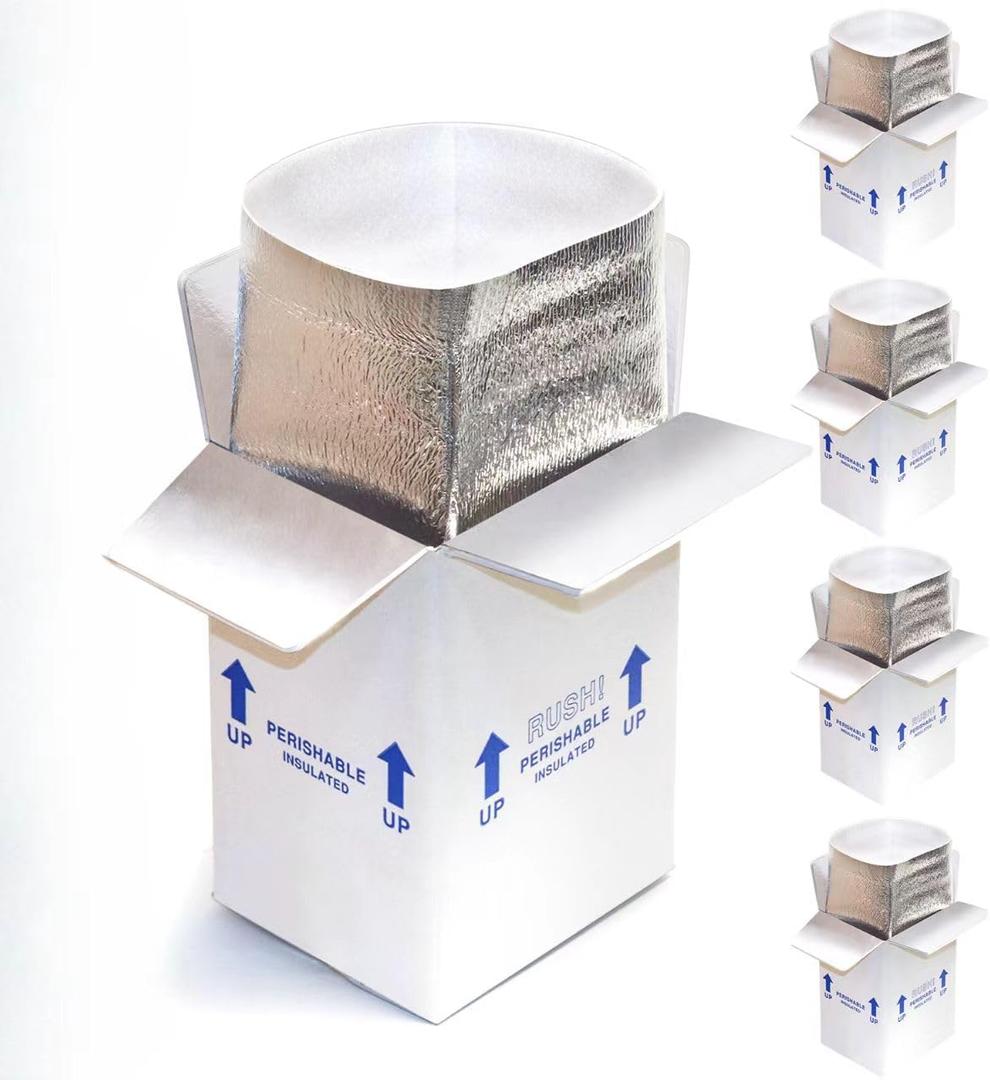 double insulated courier box with aluminum foil plastic foam lining, 4pcs 7x6x10 inch for shipping perishable items, recommended to use dry ice (not included),small shipping box Mailer,white