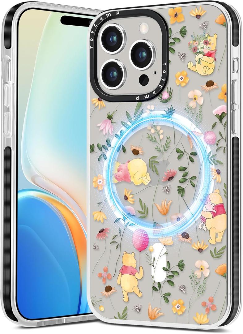 Toycamp for iPhone 16 Pro Max Case - Compatible with MagSafe Women Girls Cute Phone Cover Magnetic with Shockproof Protective Girly Aesthetic Designer Case for iPhone 16 Pro Max 6.9", Cartoon Floral