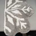 TRUEDAYS Christmas Bathroom Rug - Cute Gray Half Snowflake Bath Mat, Soft Absorbent Non Slip Bath Rug Washable - Christmas Decor for Bathroom, Entryway or Vanity Floor (18.9 inches X 34.6 inches)