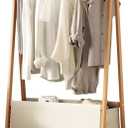 Amazon.com: SHUOXIANG Bamboo Clothing Rack with Top Hanging Garment Rod, 2 Side Hooks & Bottom Fabric Storage Basket and 360 Rotating Wheels, Space-Saving Organizer for toys, Hats, Bags & folded clothes : Home & Kitchen