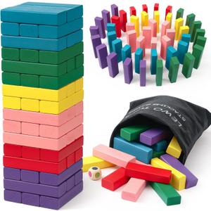 Lewo Wooden Stacking Board Games Building Blocks for Kids Boys Girls- 48 Pieces