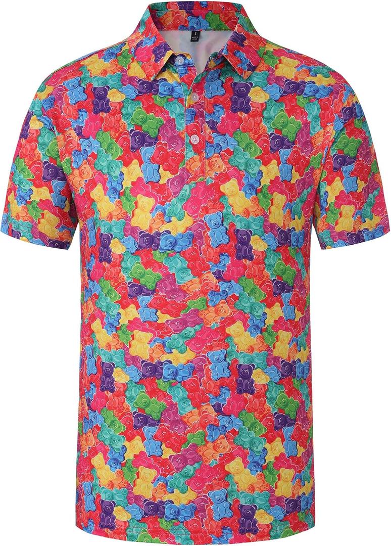 Mens Golf Shirts Funny Golf Polo Shirts for Men Moisture Wicking Quick Dry Athletic Casual Short Sleeve Shirts (XL)