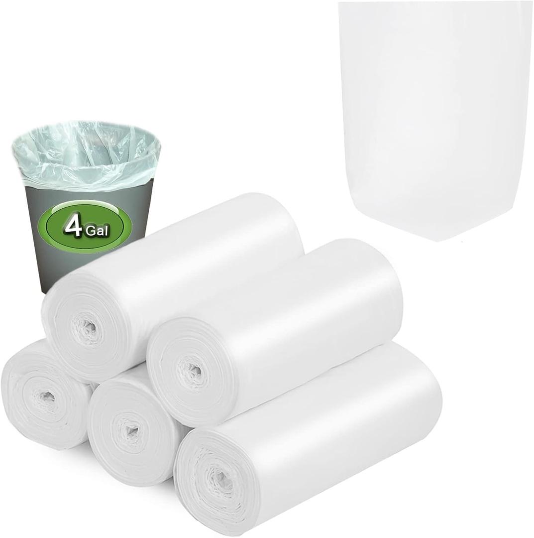 Small Trash Bags, Inwaysin Small Garbage Bags 4-6 Gallon Biodegradable Can Liners Thicken, Size Expanded, White 200 Counts