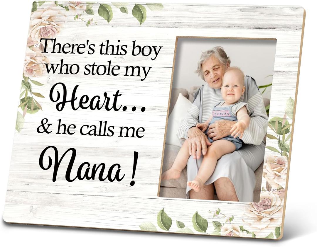 SRADMO Nana Picture Frame, Nana Frame, Pregnancy Announcements,Pregnancy Announcement For Grandparents,Grandma And Me Picture Frame,This Boy Calls Me Nana 10x8 Inch Wooden Tabletop Photo Frame (White)