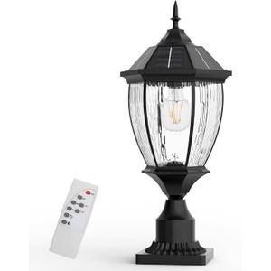 Solar Lamp Post Lights Outdoor Waterproof with Pier Mount Base, 20" H Large Aluminum Outside Solar Lights for Yard, Dusk to Dawn Outdoor Column Lights for Garden, Pathway, Patio(1 Pack)