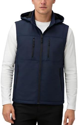 KVE Men's Windproof Breathable Sleeveless Vest Lightweight 4-Way Stretch Softshell Golf Vest with 6 Functional Pockets M