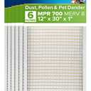 Filtrete 12x30x1 AC Furnace Air Filter, MPR 700, MERV 8, Tough on Pollen, Easy on Airflow, 3-Month Pleated 1-Inch Electrostatic Air Cleaning Filter, 6-Pack (Actual Size 11.81 x 29.81 x 0.81 in)