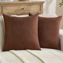 FUTEI Dark Brown Chenille Throw Pillow Covers 20x20 Inch Set of 2,Soft Wide Chevron Textured Cushion Case,Farmhouse Home Decor for Couch Bed Living Room