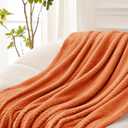 Exclusivo Mezcla Fleece Bed Blanket Queen Size, Super Soft and Warm Blankets for Couch, Sofa and Bed Waffle Textured, Cozy, Fuzzy and Lightweight (Burnt Orange, 90x90 Inches)